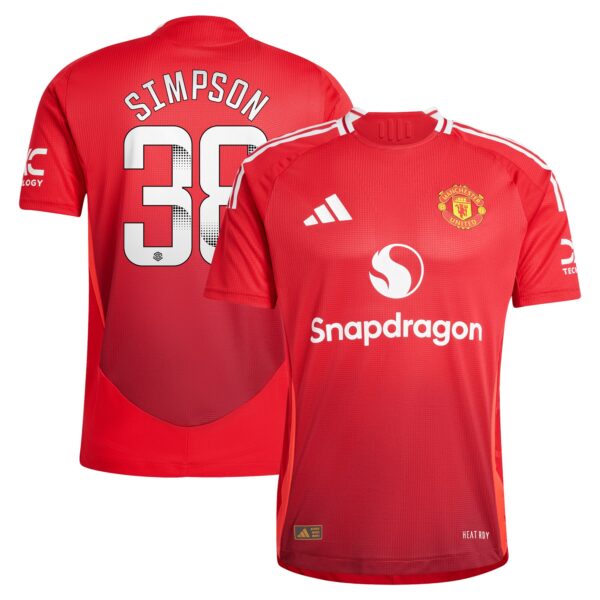 Manchester United WSL Home Authentic Shirt 2024-25 with Simpson 38 printing