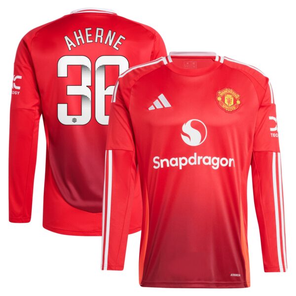 Manchester United WSL Home Shirt 2024-25 - Long Sleeve with Aherne 36 printing